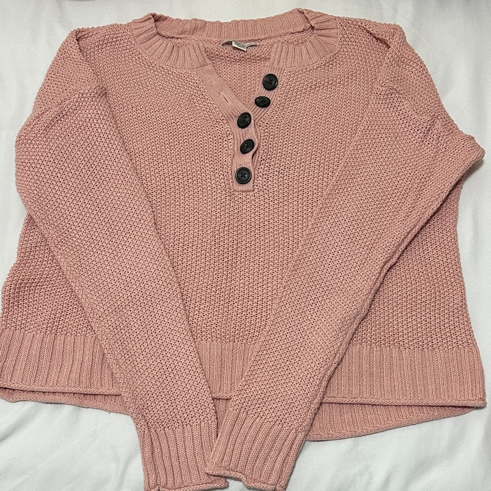 AEO Pink Button Up Knit Sweater (size XS)